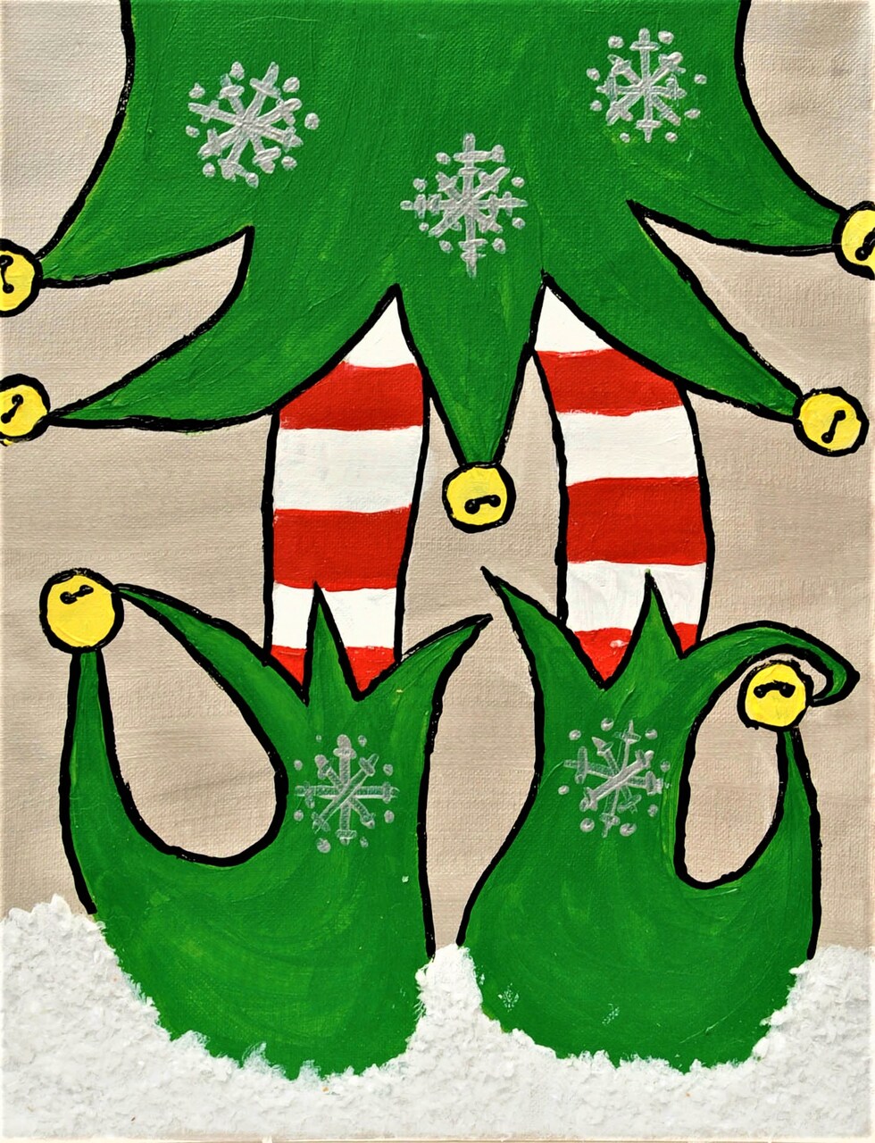 Christmas Paint Kit - Gingles Elf Acrylic Painting Kit & Video Lesson, Art Gift Set, Christmas DIY, Beginner Painting, DIY Craft